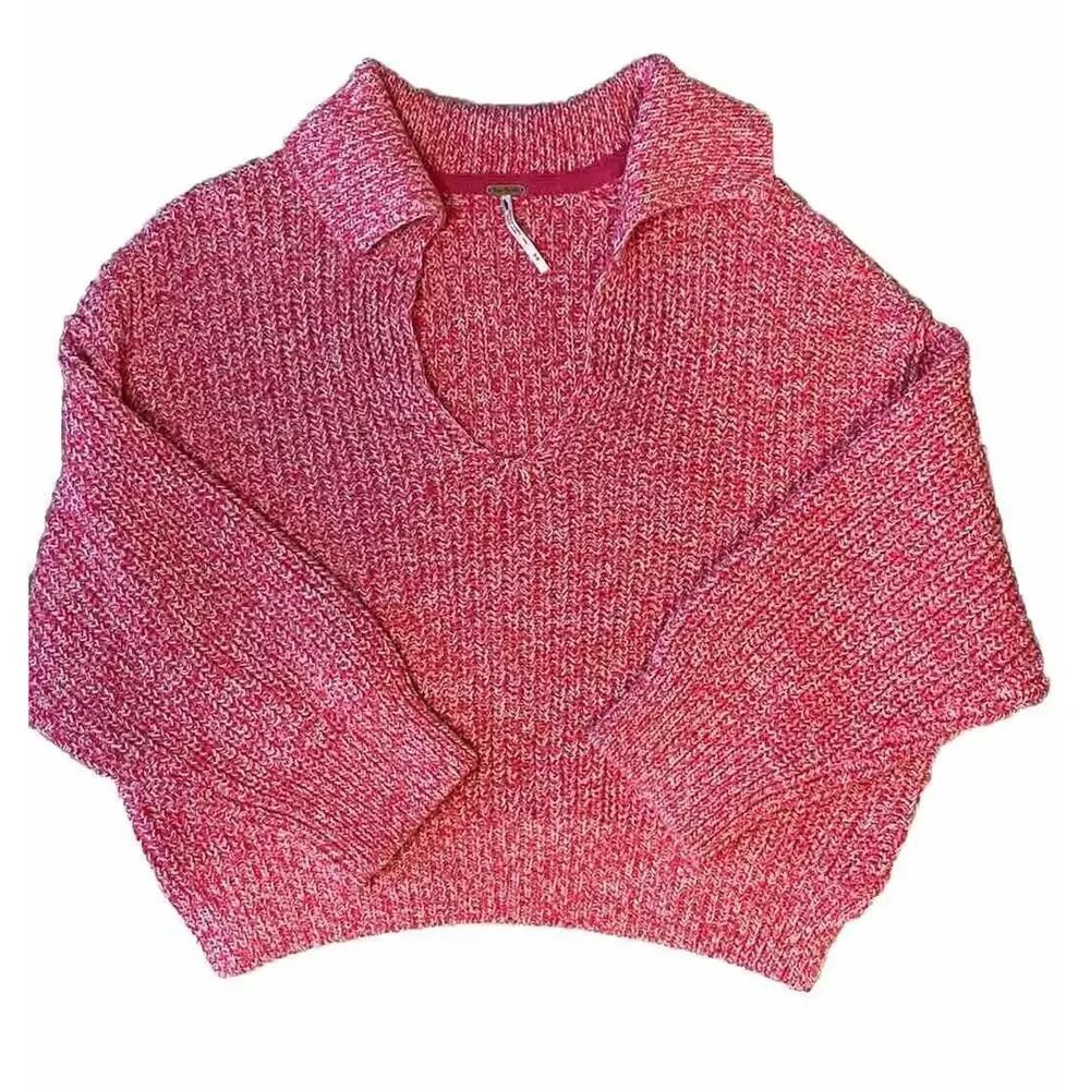 Free People Sweater Womens Medium Love This City Pink Casual Oversized Boho Knit